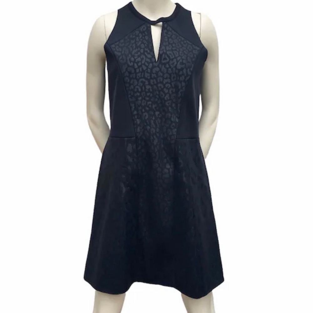 Maje A-Line Black Animal Print Scuba Dress